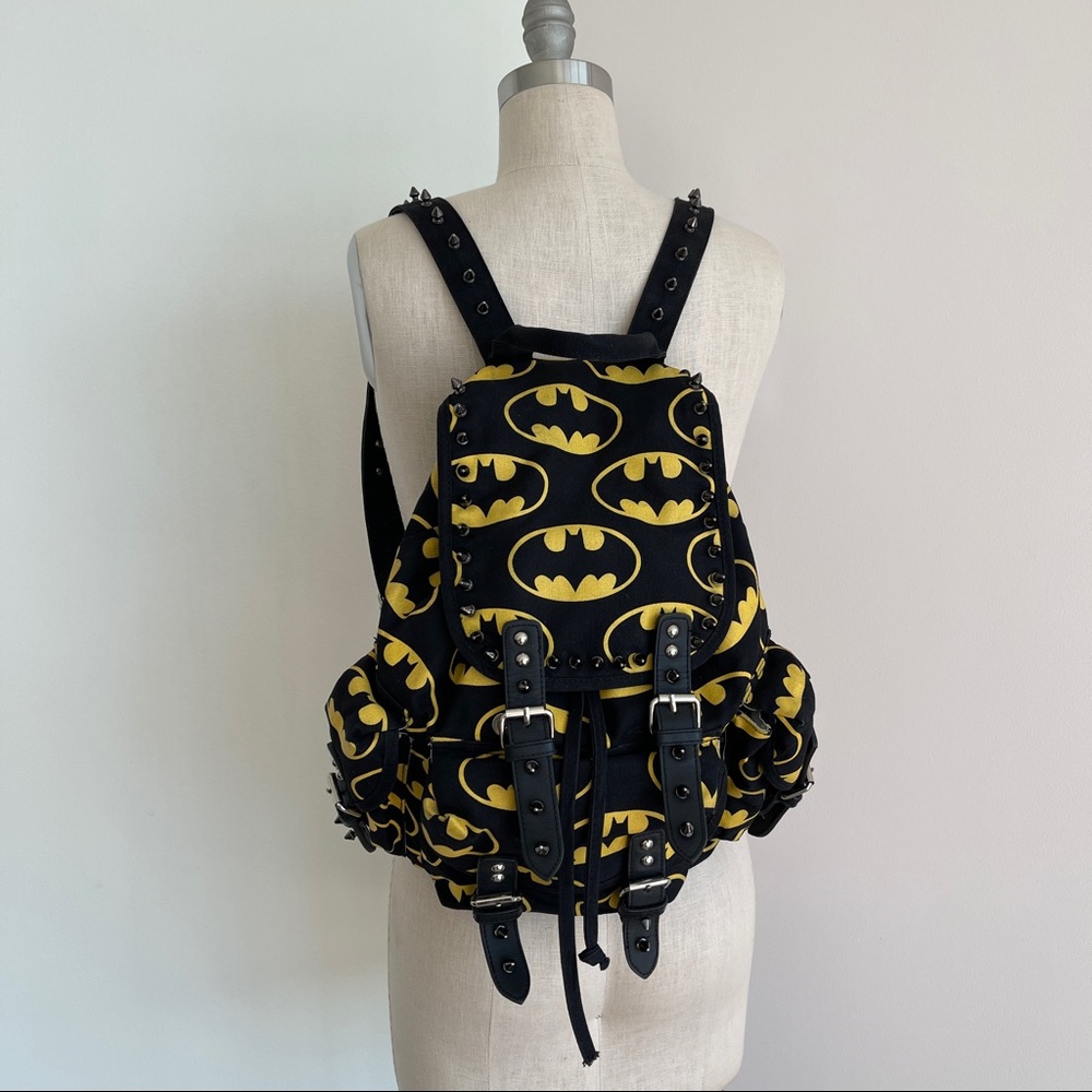Lazy Oaf customized studded batman backpack